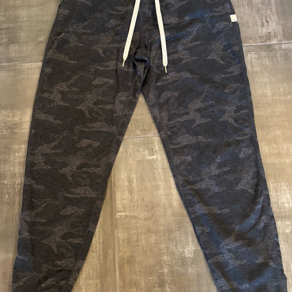 Vuori Black And Gray Track Pants With Camouflage Pattern